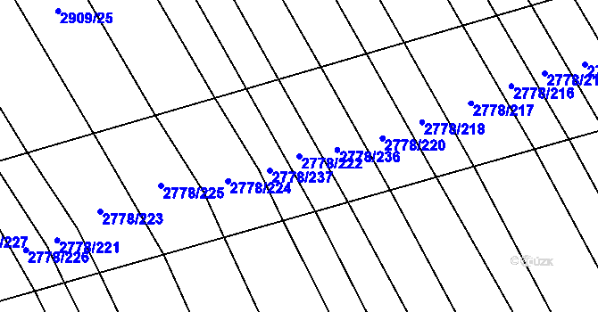 Parcela st. 2778/222 v KÚ Boršice u Blatnice, Katastrální mapa