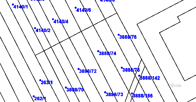 Parcela st. 3888/74 v KÚ Boršice u Blatnice, Katastrální mapa