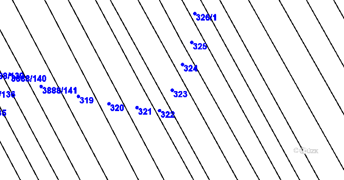 Parcela st. 323 v KÚ Boršice u Blatnice, Katastrální mapa