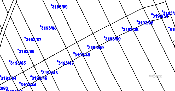 Parcela st. 3193/49 v KÚ Boršice u Blatnice, Katastrální mapa