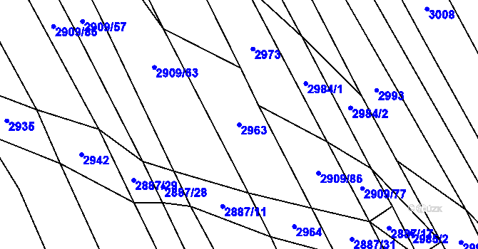 Parcela st. 2963 v KÚ Boršice u Blatnice, Katastrální mapa