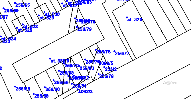 Parcela st. 256/76 v KÚ Boršice u Blatnice, Katastrální mapa