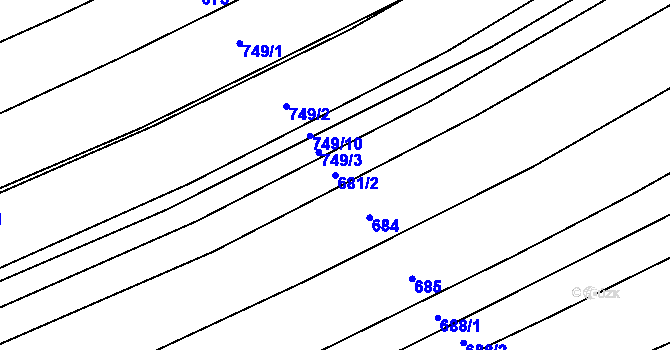 Parcela st. 681/2 v KÚ Boršice u Blatnice, Katastrální mapa