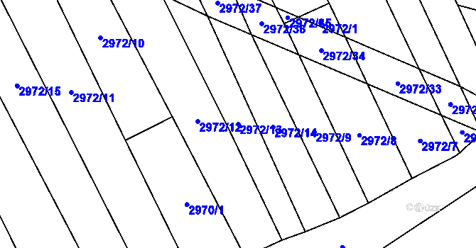 Parcela st. 2972/13 v KÚ Boršice u Blatnice, Katastrální mapa