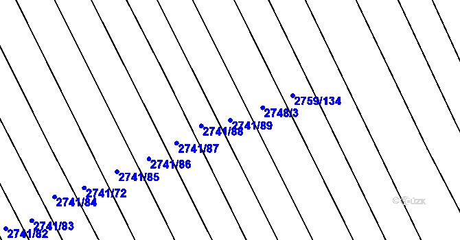 Parcela st. 2741/89 v KÚ Boršice u Blatnice, Katastrální mapa