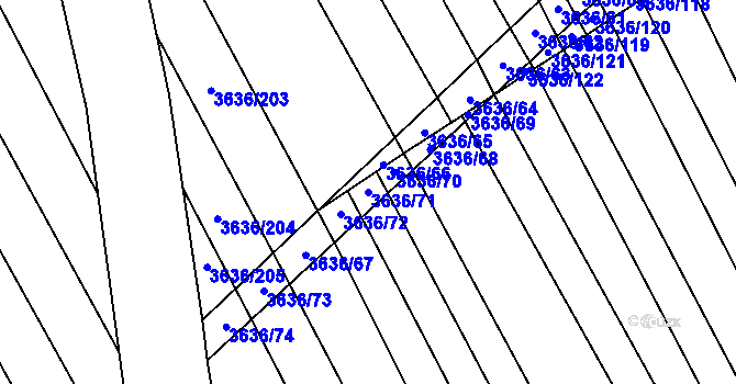Parcela st. 3636/71 v KÚ Boršice u Blatnice, Katastrální mapa