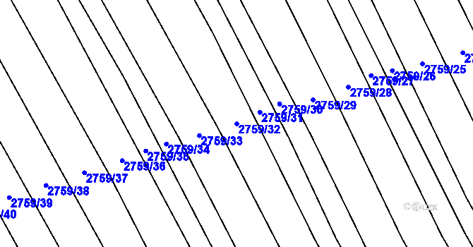 Parcela st. 2759/32 v KÚ Boršice u Blatnice, Katastrální mapa