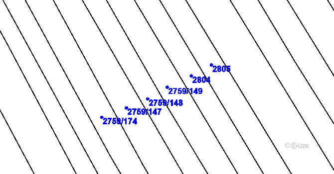 Parcela st. 2759/149 v KÚ Boršice u Blatnice, Katastrální mapa