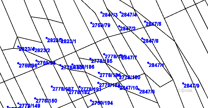 Parcela st. 2778/181 v KÚ Boršice u Blatnice, Katastrální mapa