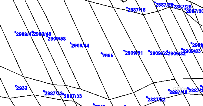 Parcela st. 2965 v KÚ Boršice u Blatnice, Katastrální mapa