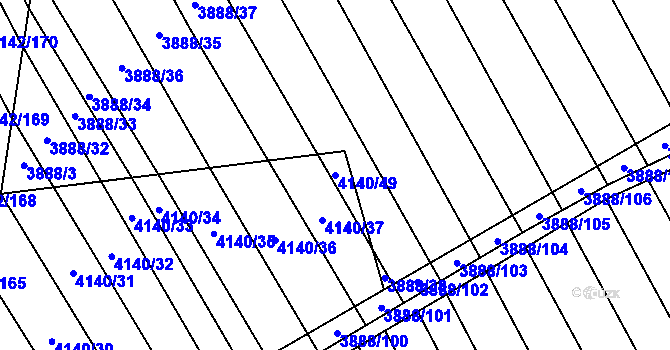 Parcela st. 4140/49 v KÚ Boršice u Blatnice, Katastrální mapa