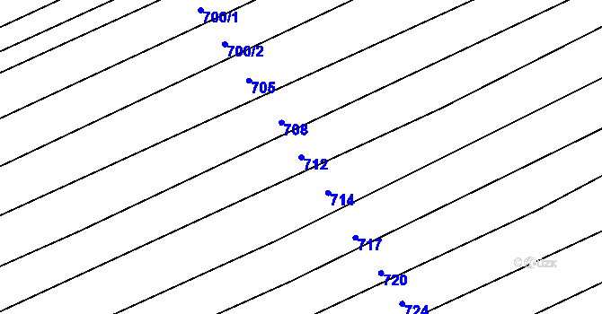 Parcela st. 712 v KÚ Boršice u Blatnice, Katastrální mapa