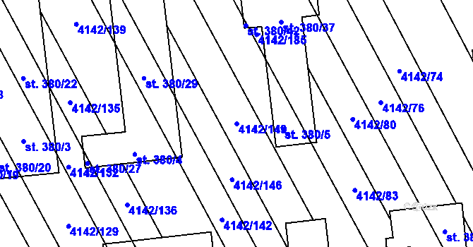 Parcela st. 4142/149 v KÚ Boršice u Blatnice, Katastrální mapa