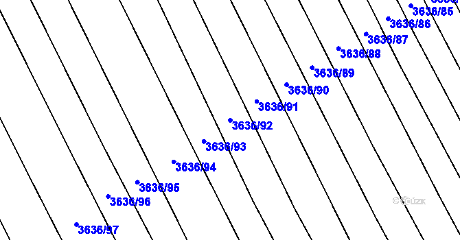 Parcela st. 3636/92 v KÚ Boršice u Blatnice, Katastrální mapa