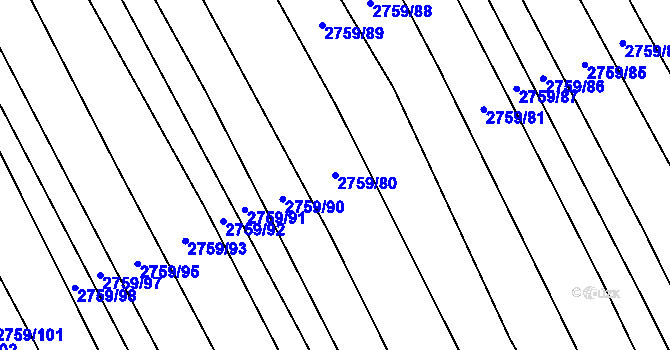 Parcela st. 2759/80 v KÚ Boršice u Blatnice, Katastrální mapa