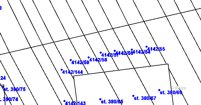Parcela st. 4142/57 v KÚ Boršice u Blatnice, Katastrální mapa