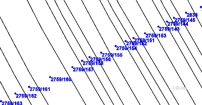 Parcela st. 2759/155 v KÚ Boršice u Blatnice, Katastrální mapa