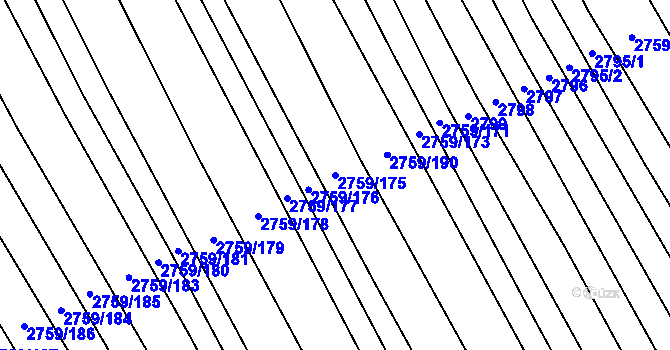 Parcela st. 2759/175 v KÚ Boršice u Blatnice, Katastrální mapa