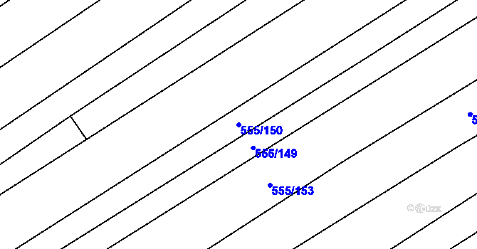 Parcela st. 555/150 v KÚ Boršice u Blatnice, Katastrální mapa