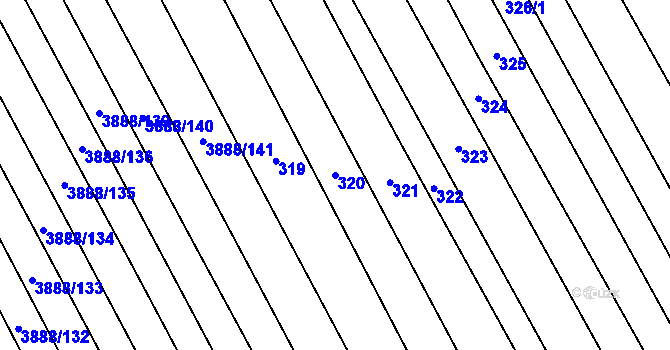Parcela st. 320 v KÚ Boršice u Blatnice, Katastrální mapa