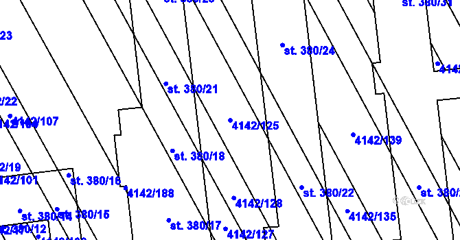 Parcela st. 4142/125 v KÚ Boršice u Blatnice, Katastrální mapa