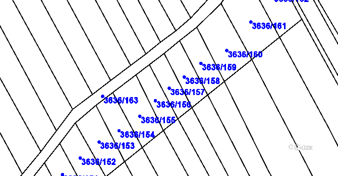 Parcela st. 3636/157 v KÚ Boršice u Blatnice, Katastrální mapa