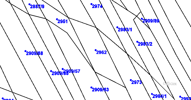 Parcela st. 2962 v KÚ Boršice u Blatnice, Katastrální mapa