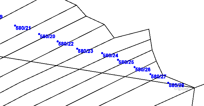 Parcela st. 580/24 v KÚ Boršice u Blatnice, Katastrální mapa