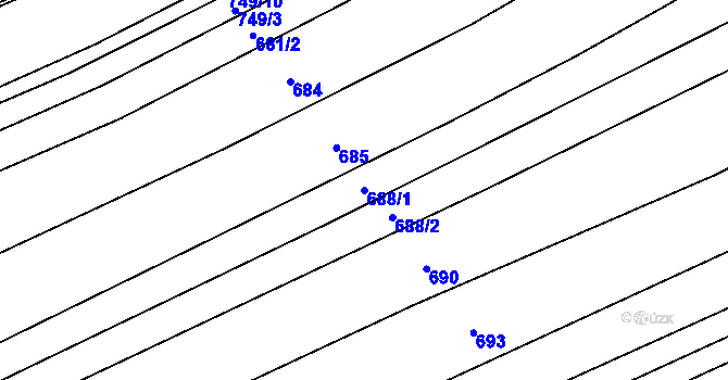 Parcela st. 688/1 v KÚ Boršice u Blatnice, Katastrální mapa