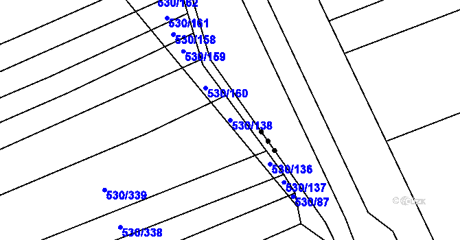 Parcela st. 530/138 v KÚ Boršice u Blatnice, Katastrální mapa