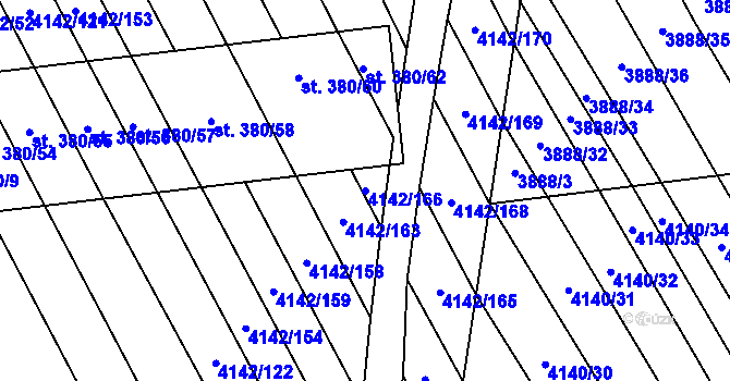 Parcela st. 4142/166 v KÚ Boršice u Blatnice, Katastrální mapa