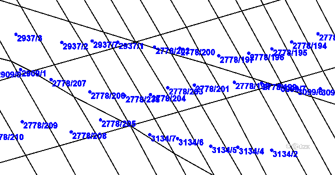 Parcela st. 2778/203 v KÚ Boršice u Blatnice, Katastrální mapa