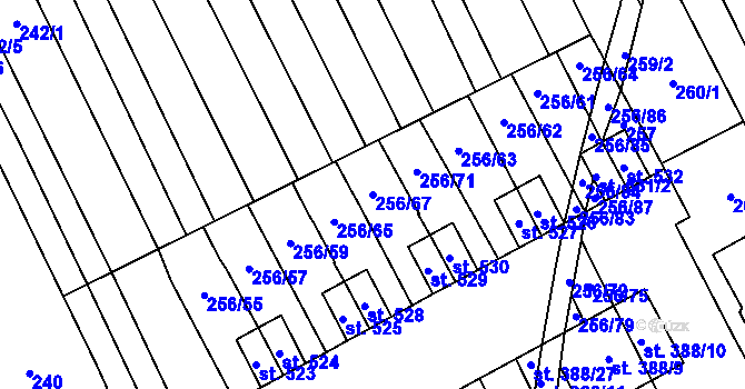 Parcela st. 256/67 v KÚ Boršice u Blatnice, Katastrální mapa