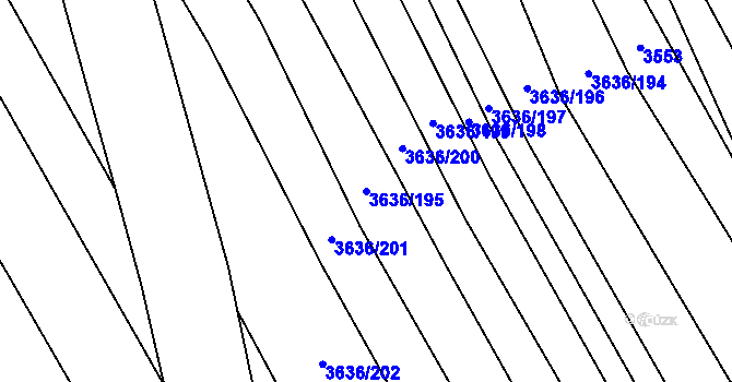 Parcela st. 3636/195 v KÚ Boršice u Blatnice, Katastrální mapa