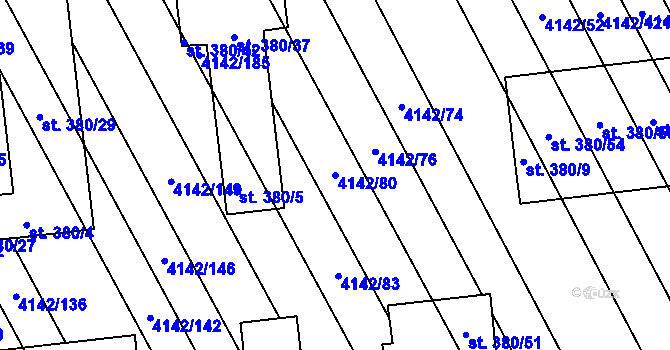 Parcela st. 4142/80 v KÚ Boršice u Blatnice, Katastrální mapa