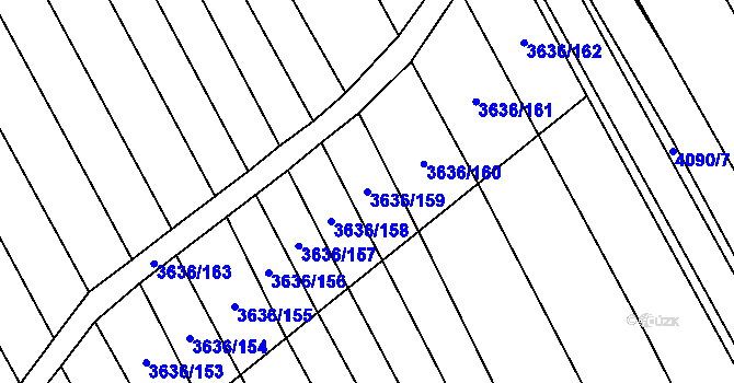 Parcela st. 3636/159 v KÚ Boršice u Blatnice, Katastrální mapa