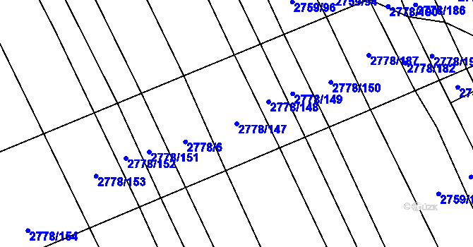 Parcela st. 2778/147 v KÚ Boršice u Blatnice, Katastrální mapa