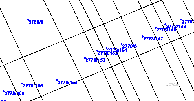 Parcela st. 2778/152 v KÚ Boršice u Blatnice, Katastrální mapa