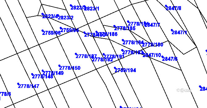 Parcela st. 2778/191 v KÚ Boršice u Blatnice, Katastrální mapa