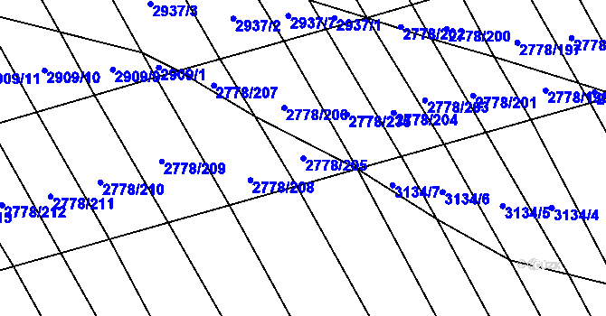 Parcela st. 2778/205 v KÚ Boršice u Blatnice, Katastrální mapa