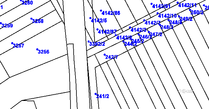 Parcela st. 242/7 v KÚ Boršice u Blatnice, Katastrální mapa
