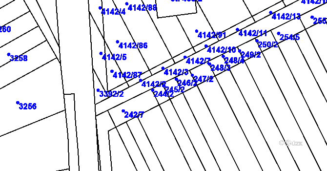Parcela st. 245/2 v KÚ Boršice u Blatnice, Katastrální mapa