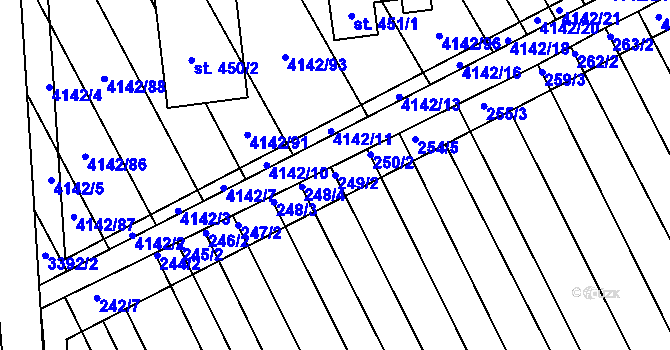 Parcela st. 249/2 v KÚ Boršice u Blatnice, Katastrální mapa