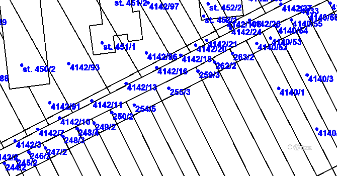 Parcela st. 255/3 v KÚ Boršice u Blatnice, Katastrální mapa