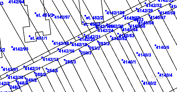 Parcela st. 262/2 v KÚ Boršice u Blatnice, Katastrální mapa