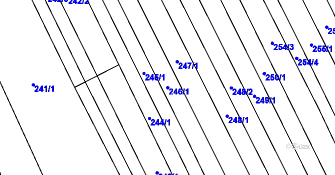 Parcela st. 246/1 v KÚ Boršice u Blatnice, Katastrální mapa