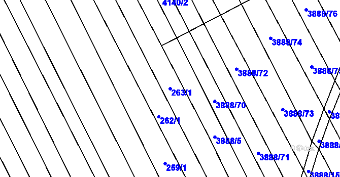 Parcela st. 263/1 v KÚ Boršice u Blatnice, Katastrální mapa