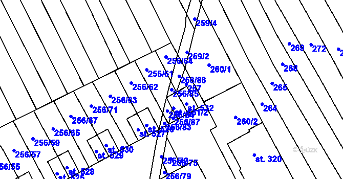 Parcela st. 256/85 v KÚ Boršice u Blatnice, Katastrální mapa