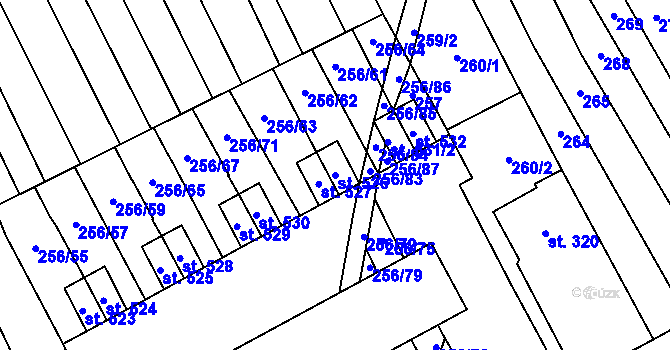 Parcela st. 526 v KÚ Boršice u Blatnice, Katastrální mapa