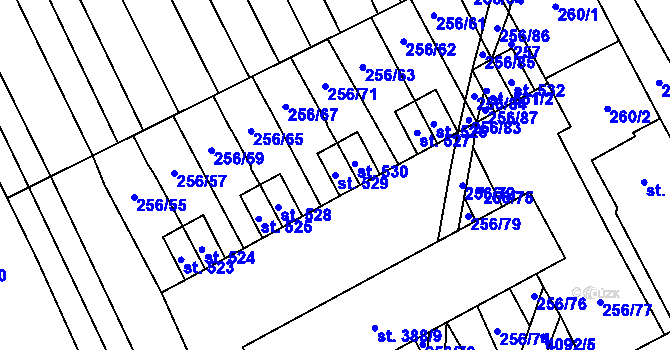 Parcela st. 529 v KÚ Boršice u Blatnice, Katastrální mapa
